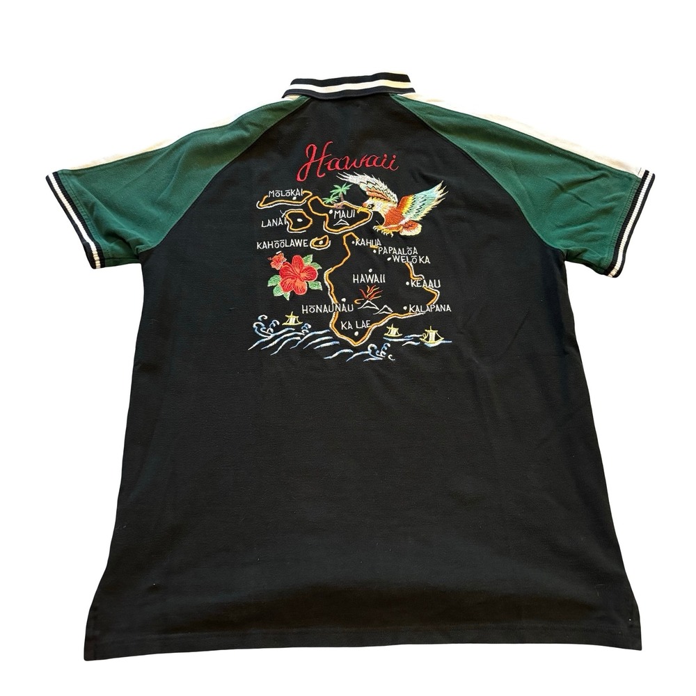 Polo Ralph Lauren Hawaii Tour Jacket Polo Shirt Tiger Embroidered Black Green L